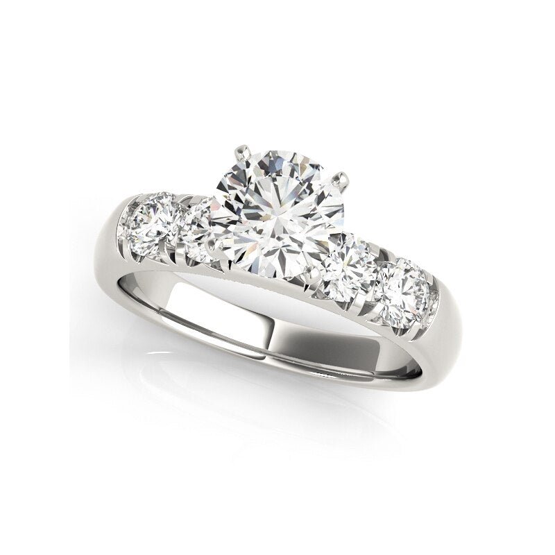 Round Cut Moissanite White Gold Engagement Ring Set-Black Diamonds New York