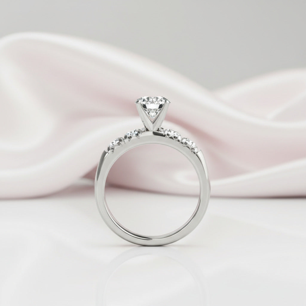 Round Cut Diamond Option White Gold Engagement Ring Set-Black Diamonds New York