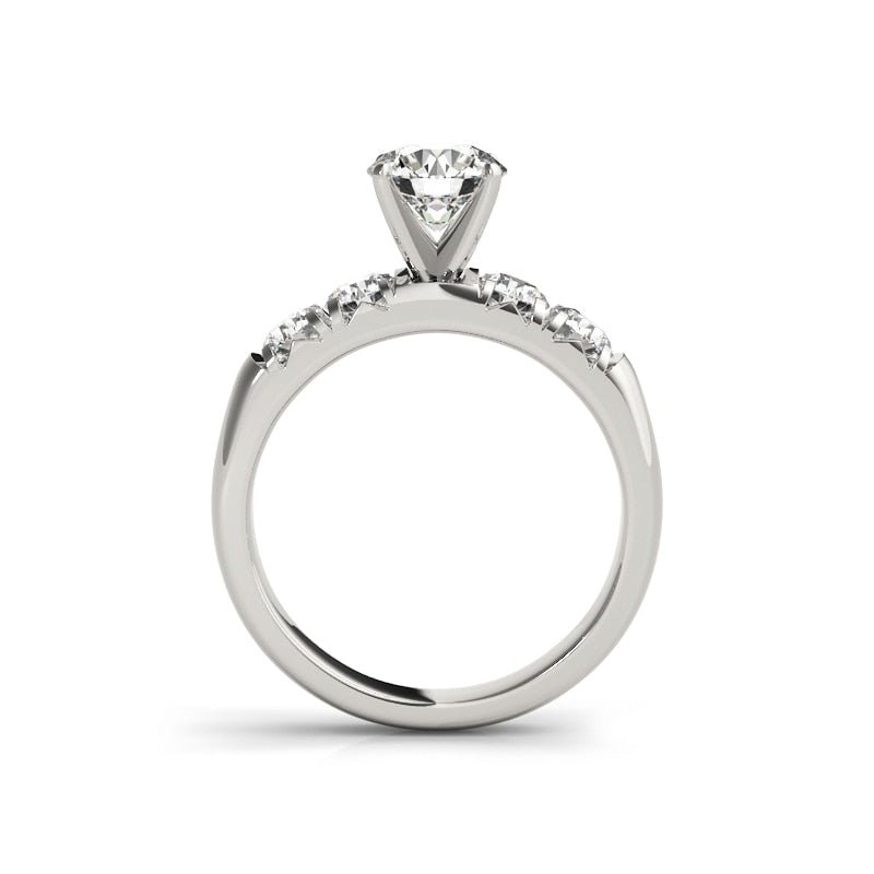 Round Cut Moissanite White Gold Engagement Ring Set-Black Diamonds New York