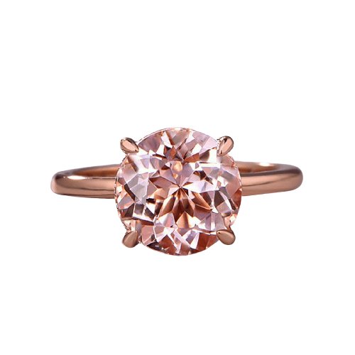 Round Cut Morganite Pink Engagement Ring-Black Diamonds New York
