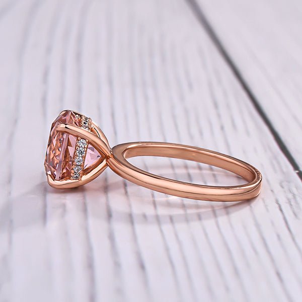 Round Cut Morganite Pink Engagement Ring - Black Diamonds New York
