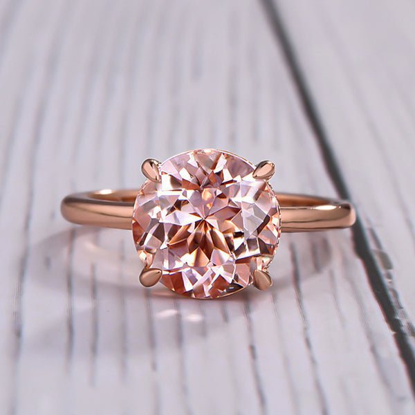 Round Cut Morganite Pink Engagement Ring-Black Diamonds New York