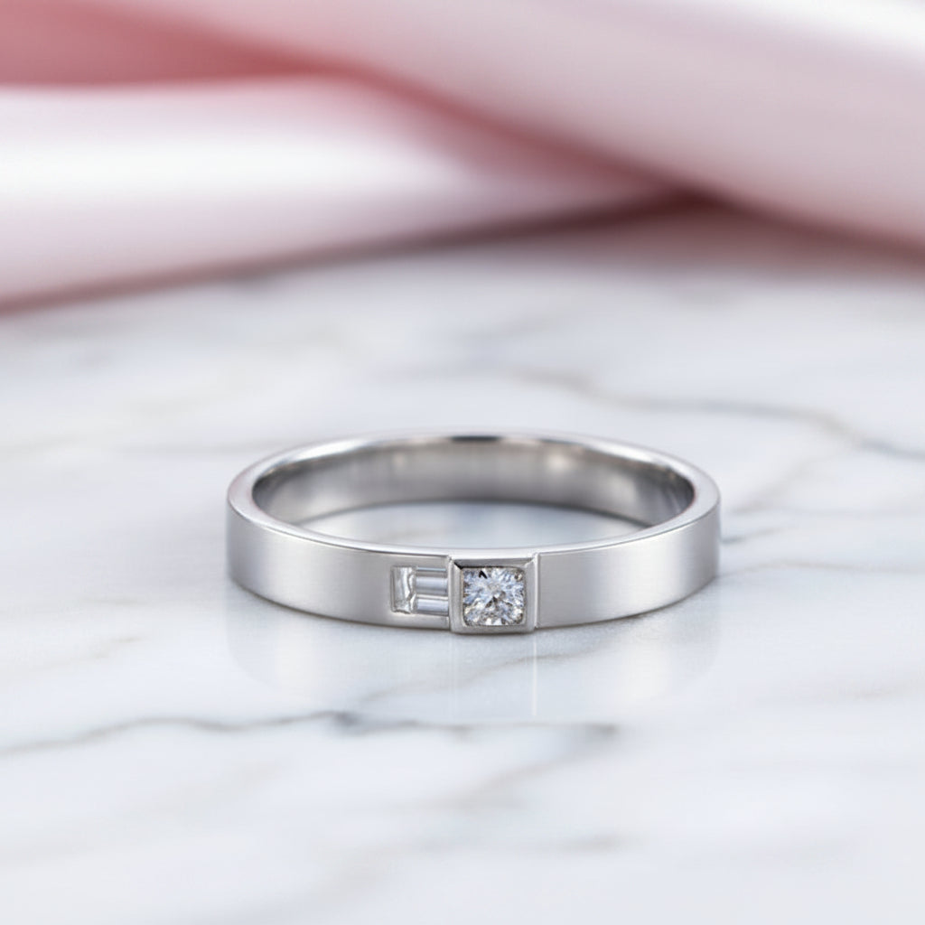 Round Cut Natural Diamond 14k White Gold Ring Band-Black Diamonds New York
