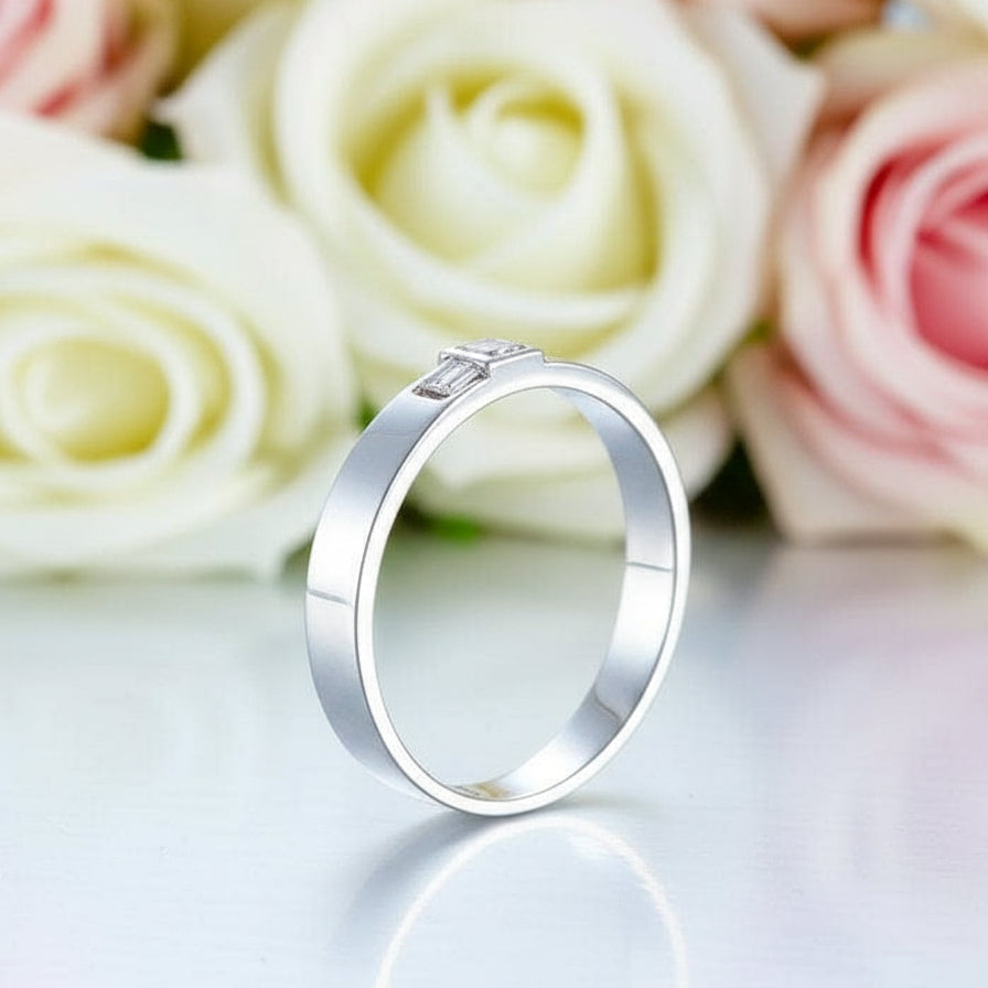 Round Cut Natural Diamond 14k White Gold Ring Band-Black Diamonds New York