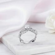 Round Cut Diamond Option Flower Decorative Engagement Ring-Black Diamonds New York