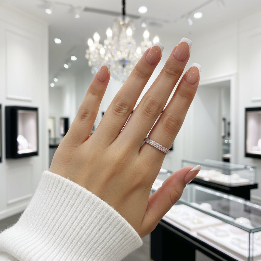 Three Rows of Round Cut Diamond Ring Band-Black Diamonds New York