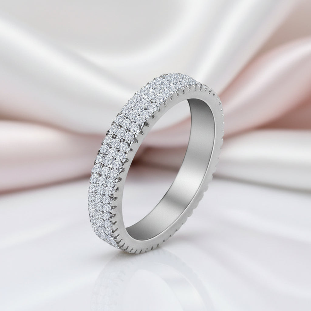 Three Rows of Round Cut Diamond Option Ring Band-Black Diamonds New York