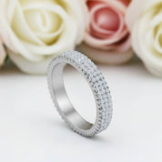 Three Rows of Round Cut Diamond Ring Band-Black Diamonds New York