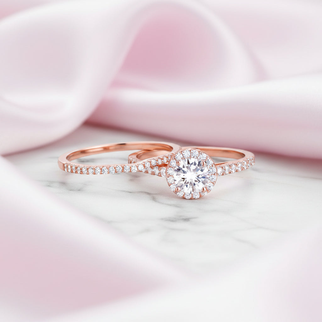 Round Cut Diamond Option Ring Set in Rose Gold-Black Diamonds New York