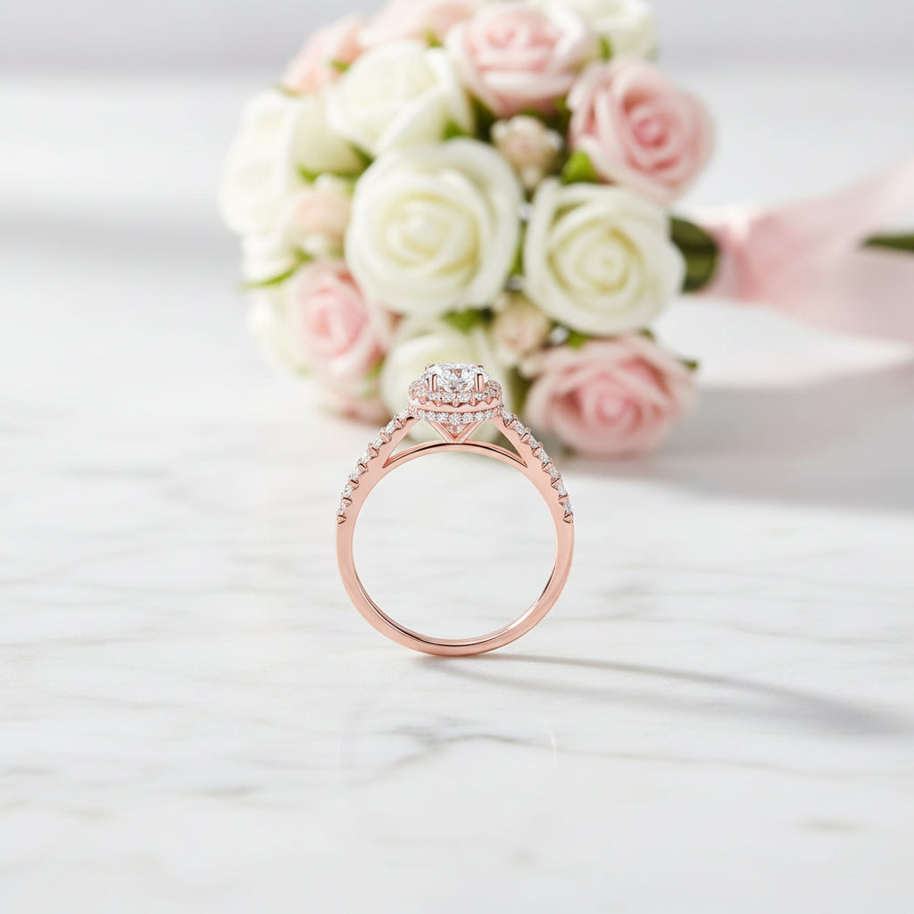 Round Cut Diamond Option Ring Set in Rose Gold-Black Diamonds New York