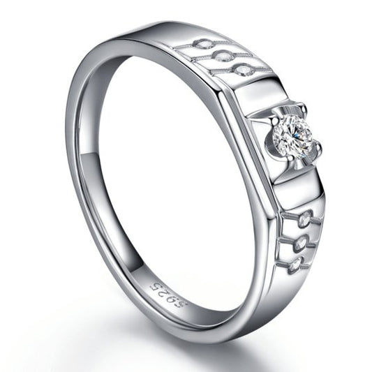 Round Cut White Sapphire Men's Wedding Ring - Black Diamonds New York