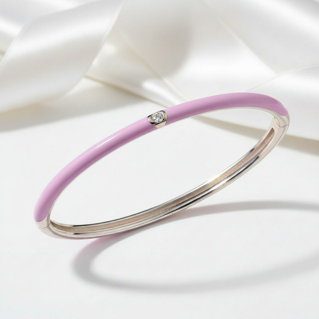 Round Enamel Bangle-Black Diamonds New York