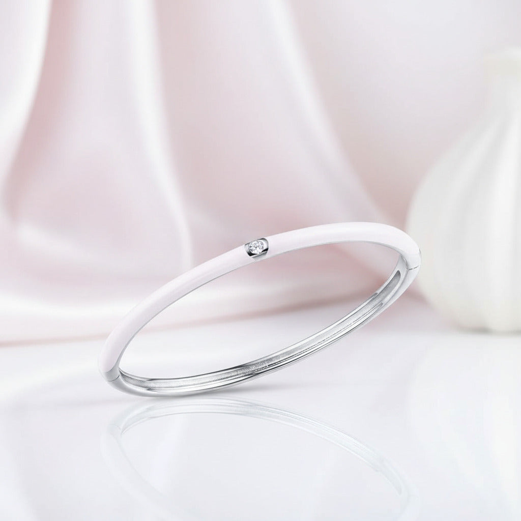 Round Enamel Bangle-Black Diamonds New York