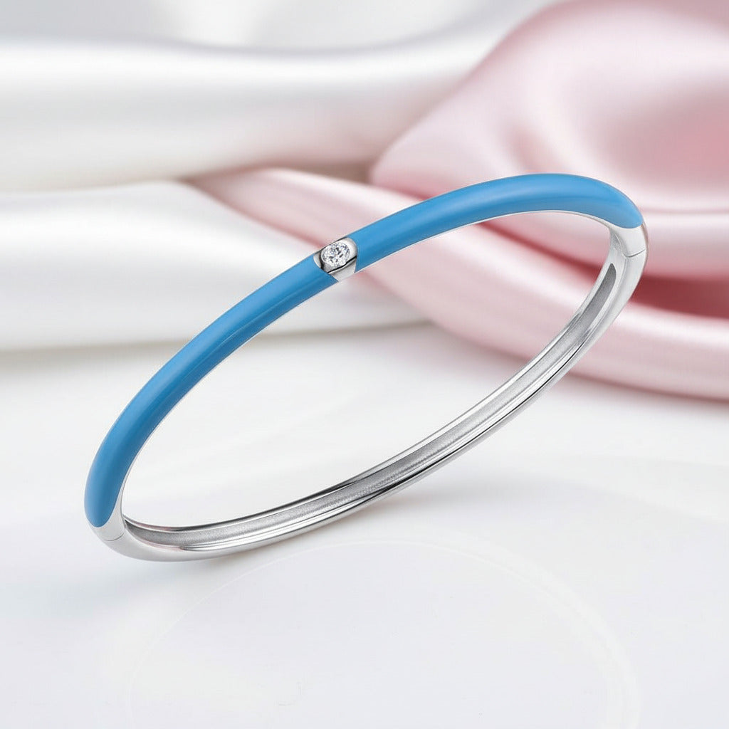 Round Enamel Bangle-Black Diamonds New York