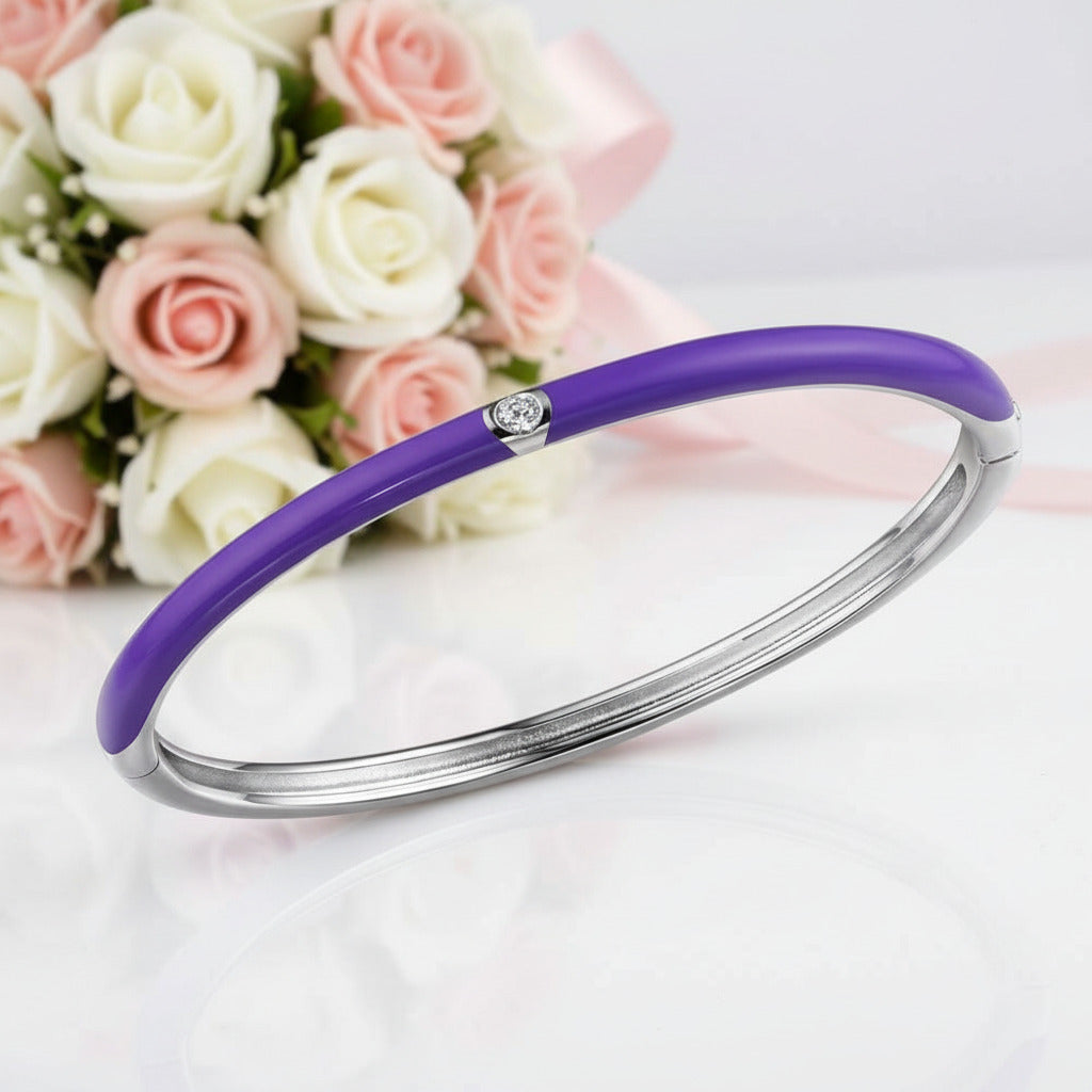 Round Enamel Bangle-Black Diamonds New York