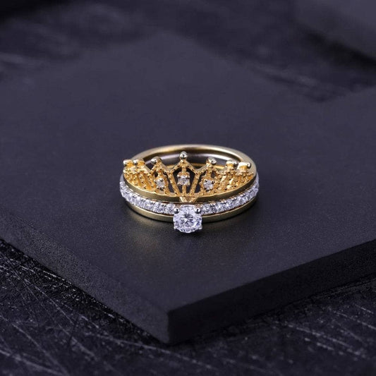 Round Created Diamond Crown Shape Ring - Black Diamonds New York-Black Diamonds New York