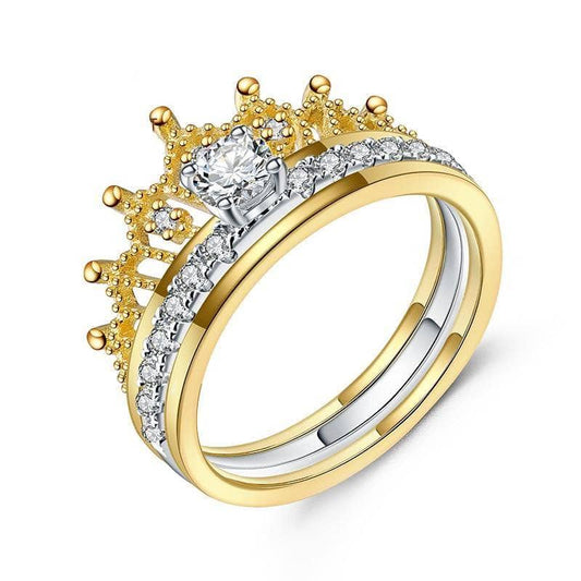 Round Cubic Zircon Crown Shape Ring - Black Diamonds New York