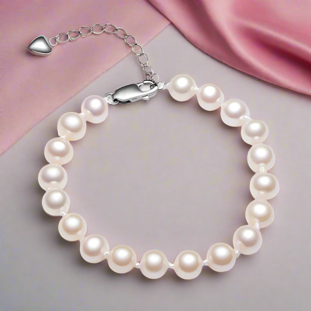 Round Freshwater Pearl Bracelet-Black Diamonds New York