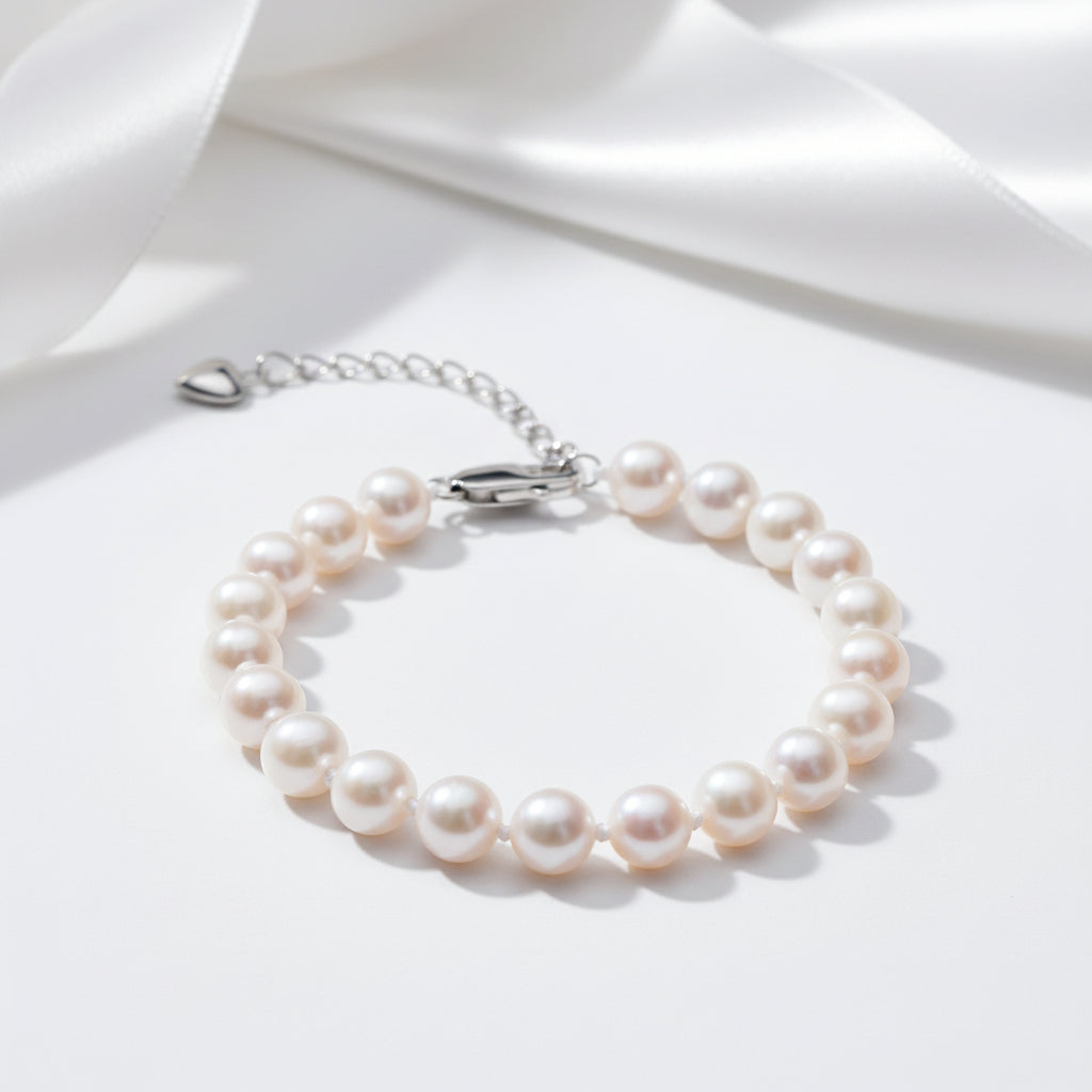 Round Freshwater Pearl Bracelet-Black Diamonds New York