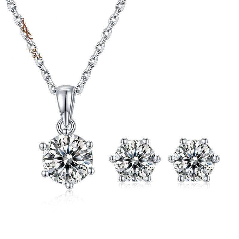 Round Moissanite Diamond Solitaire Pendant Necklace and Earrings Set-Black Diamonds New York