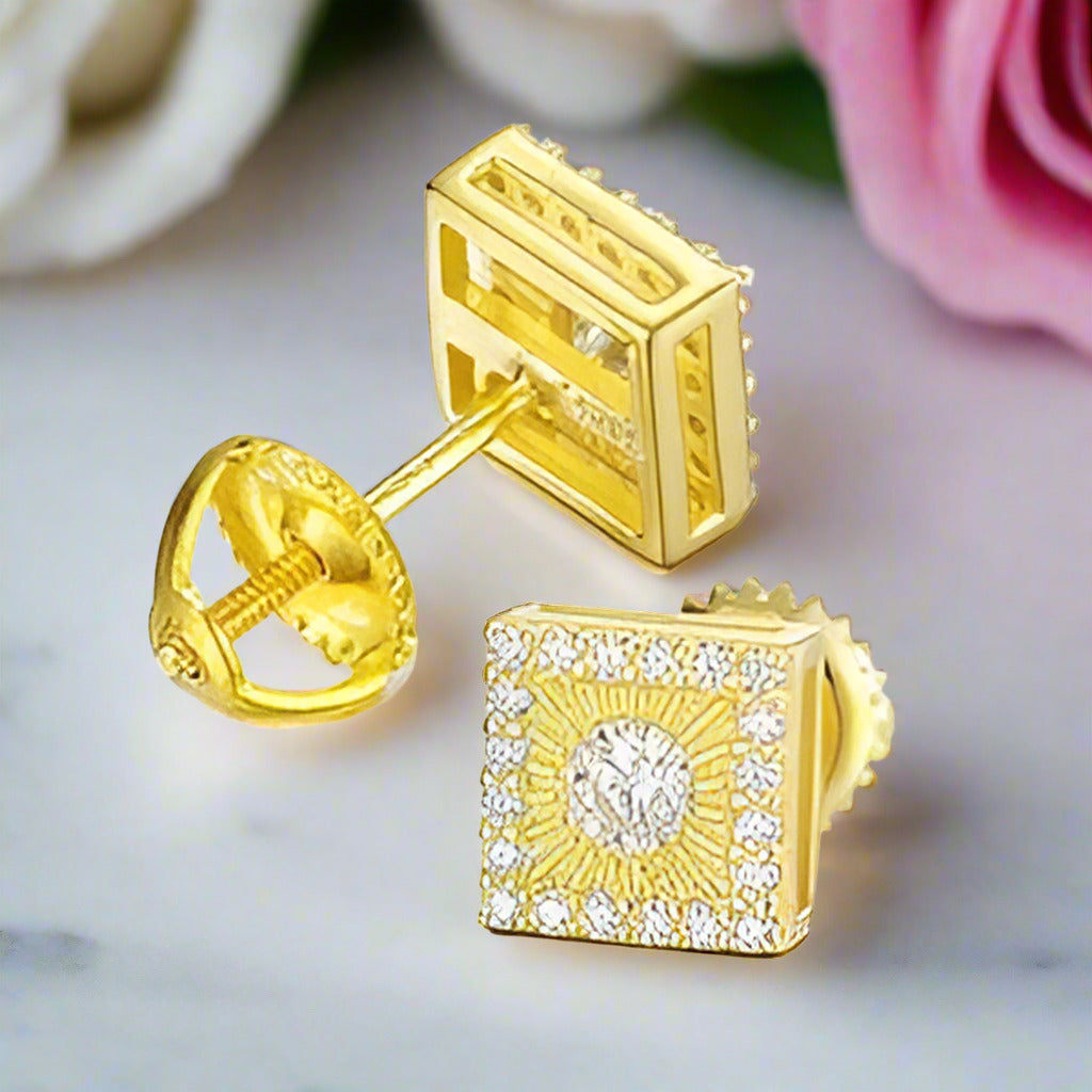 Round Diamond Square Stud Earrings-Black Diamonds New York