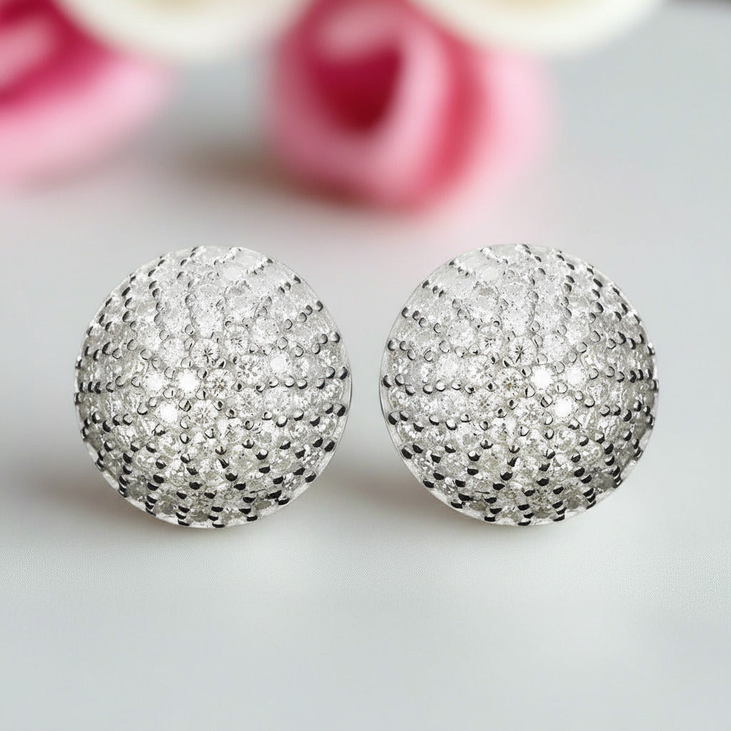 Round Diamond Retro Stud Earrings-Black Diamonds New York