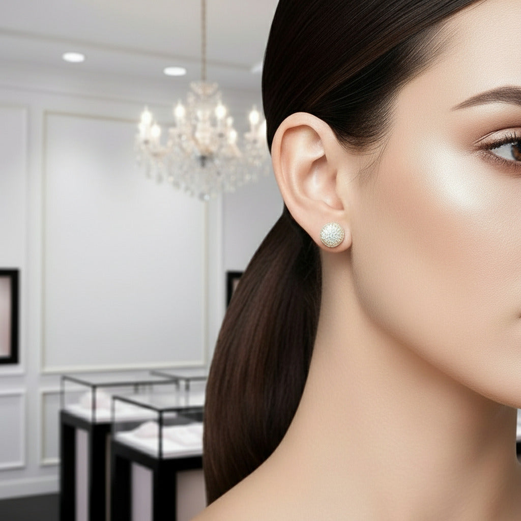 Round Diamond Retro Stud Earrings-Black Diamonds New York