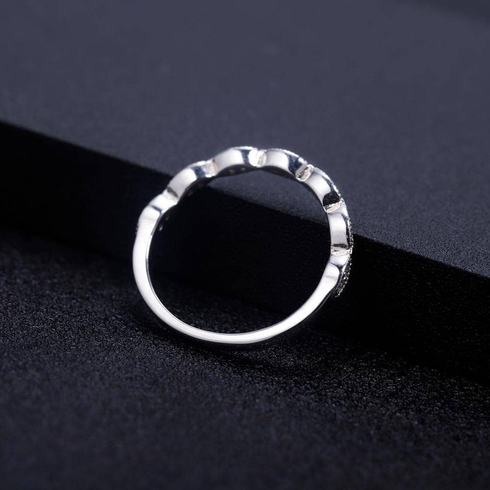 Round Scalloped Diamond Stackable Ring Band-Black Diamonds New York