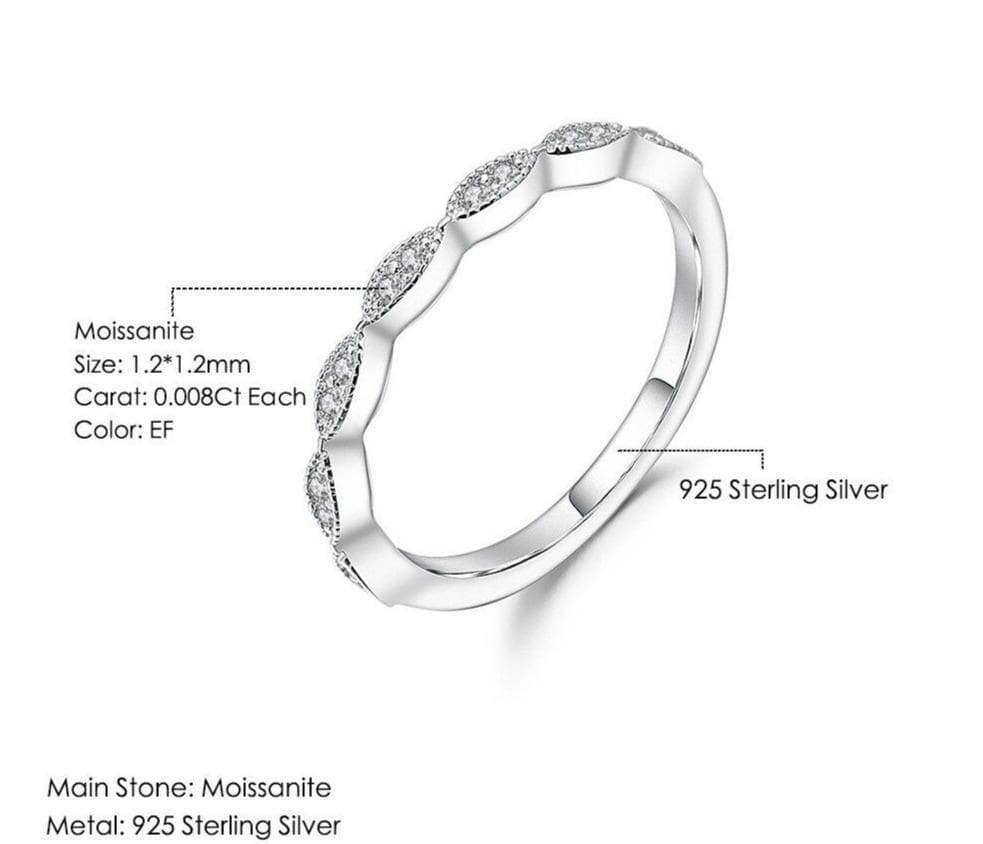 Round Scalloped Moissanite Stackable Ring Band - Black Diamonds New York