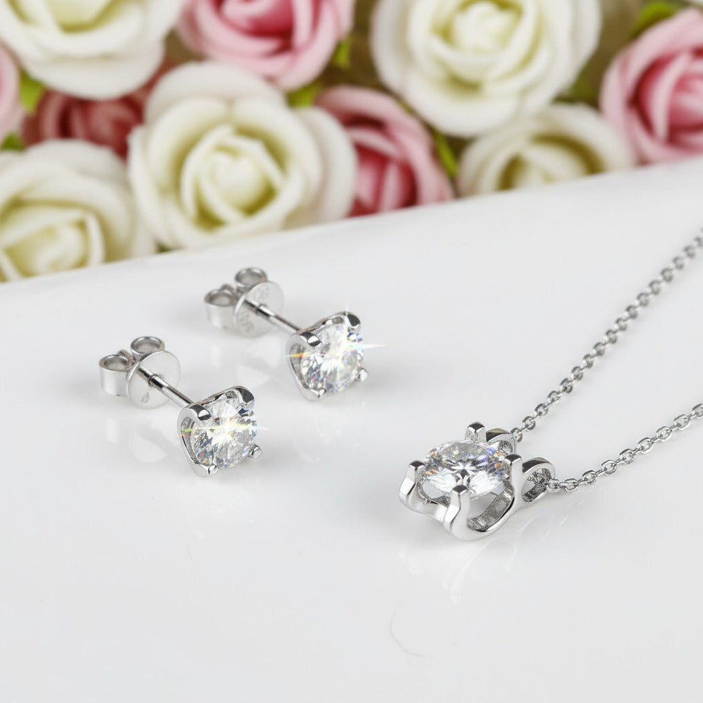 Round Shape Diamond Earrings and Necklace-Black Diamonds New York