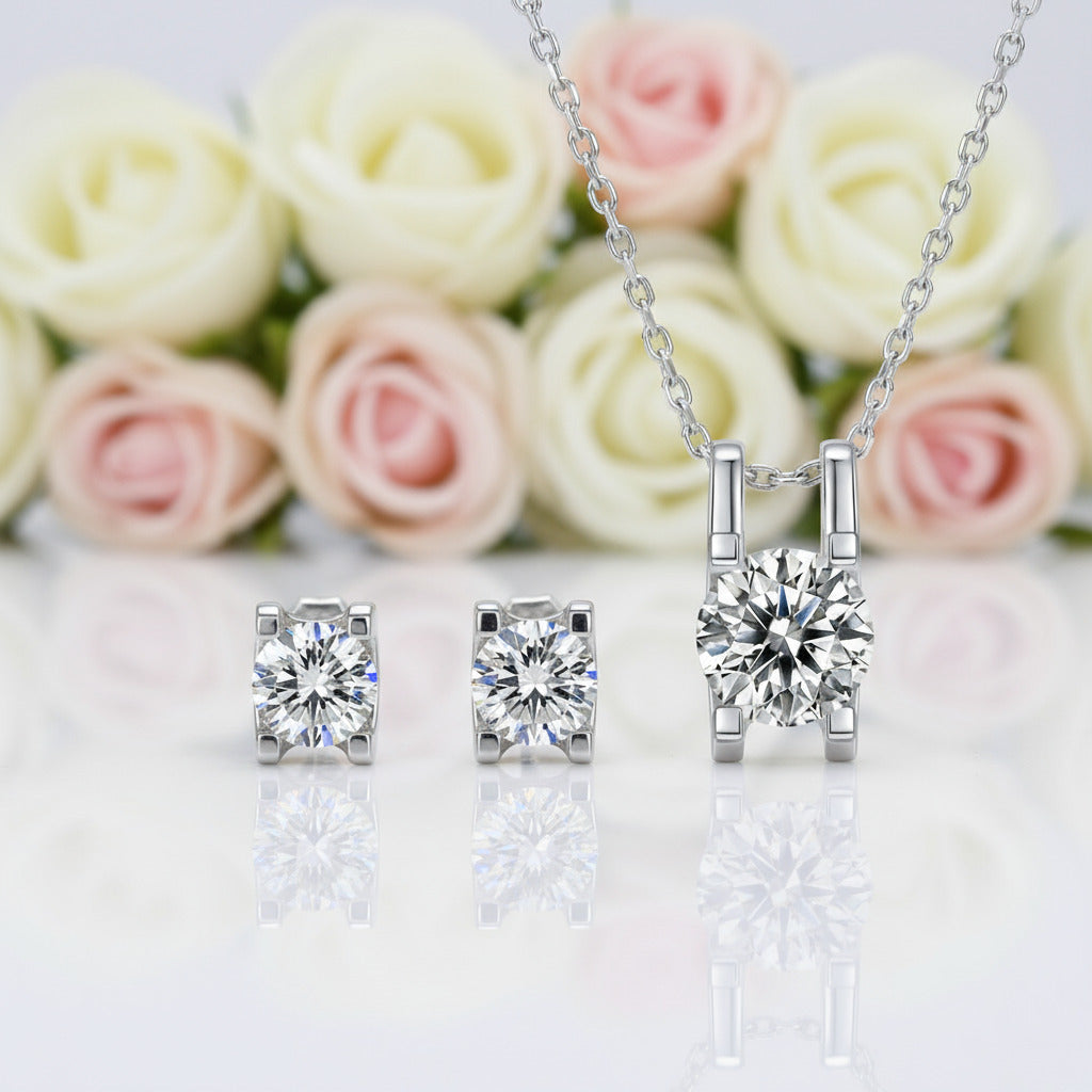 Round Shape Diamond Earrings and Necklace-Black Diamonds New York