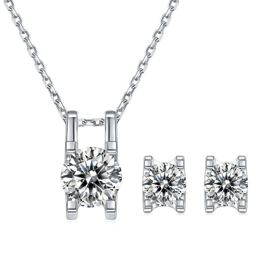 Round Shape Moissanite Diamond Earrings and Necklace - Black Diamonds New York