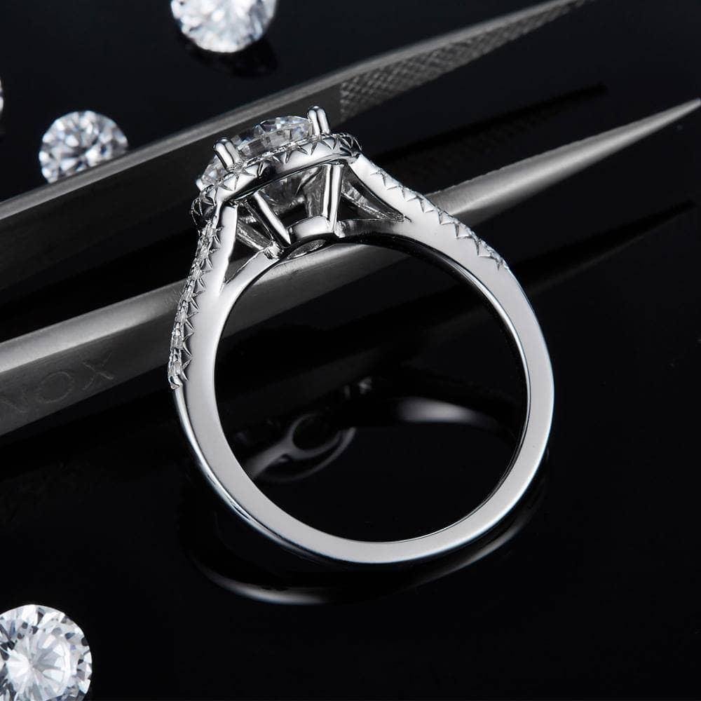 Round Split Shank Halo Diamond Engagement Ring-Black Diamonds New York