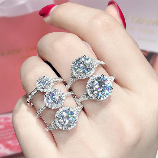 Round Split Shank Halo Moissanite Diamond Engagement Ring-Black Diamonds New York