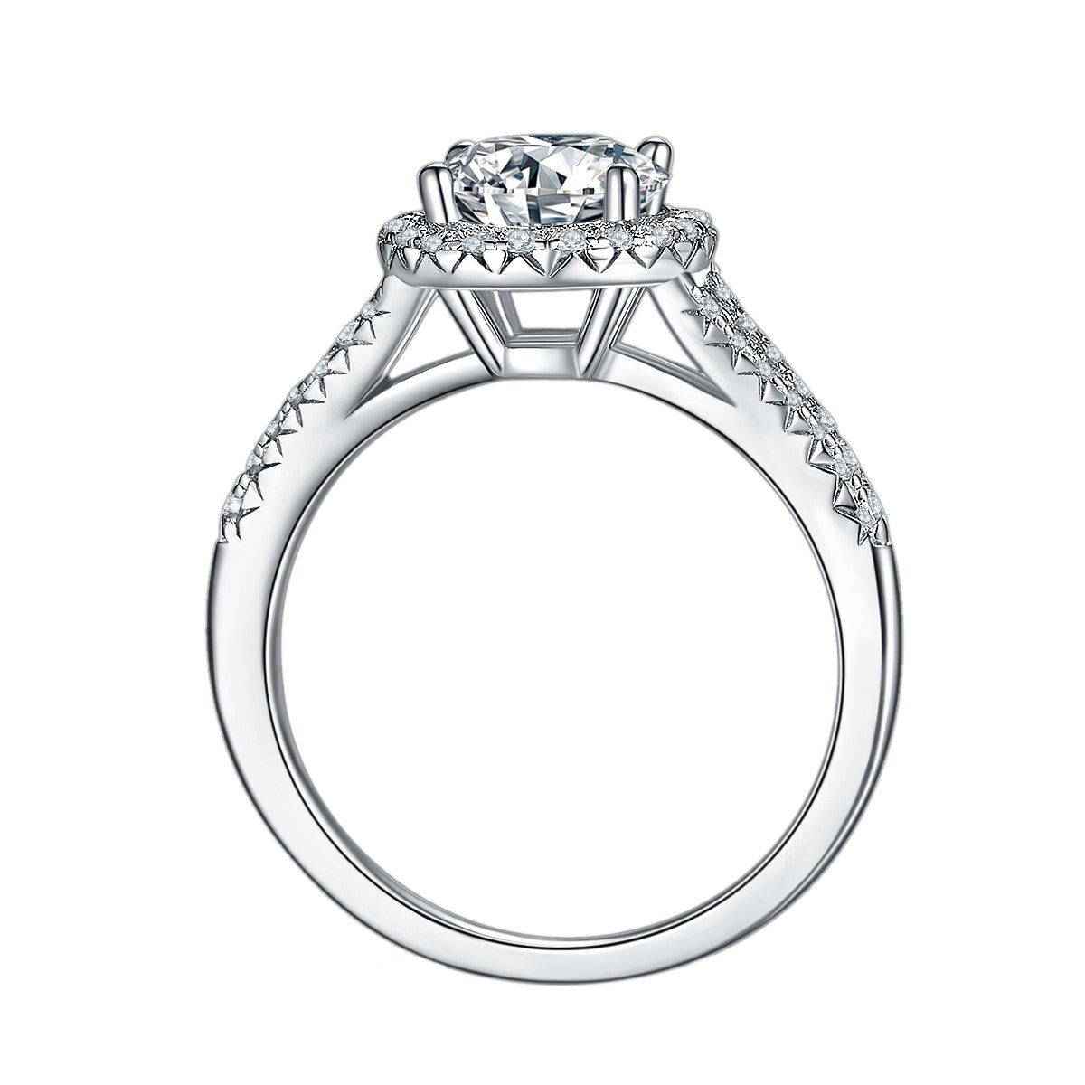 Round Split Shank Halo Diamond Engagement Ring-Black Diamonds New York