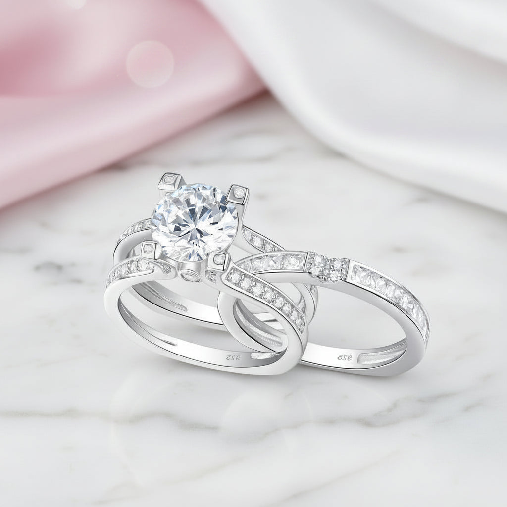 2.0 Ct Round Diamond Option Wedding Insert Ring Set-Black Diamonds New York