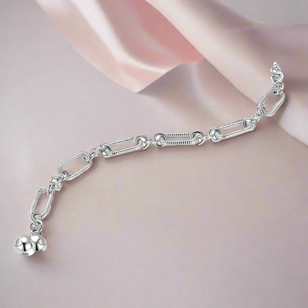 Round with Heart Bead & Paper Clips Bracelet-Black Diamonds New York