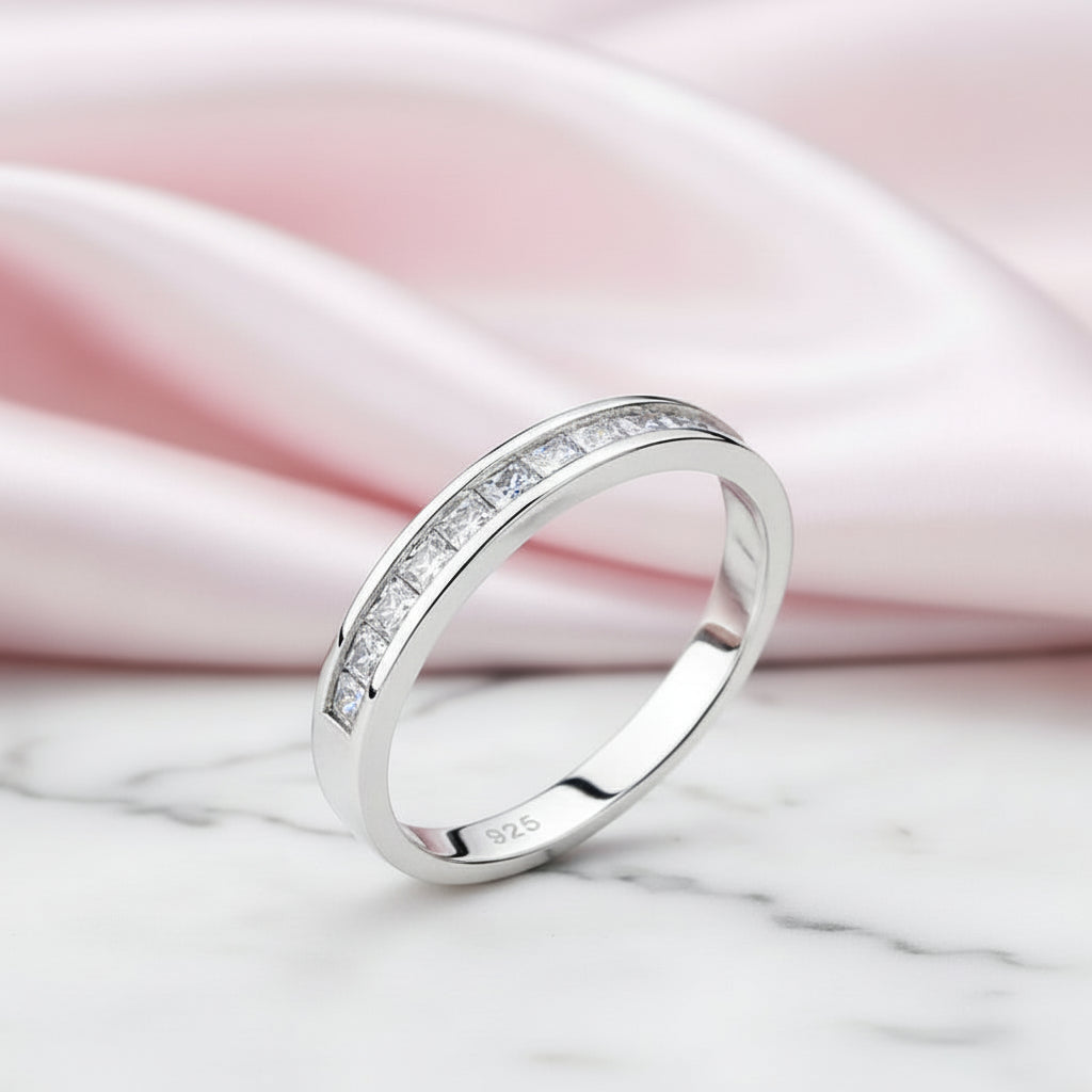 Princess-Cut Diamond Option Channel-Set Half-Eternity Band-Black Diamonds New York