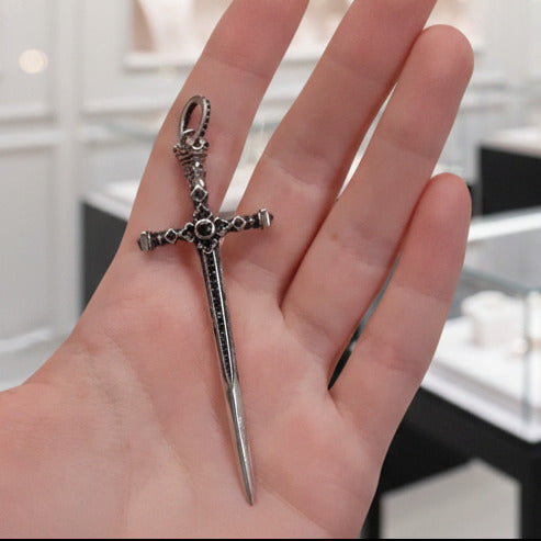 Royal Sword of Courage Punk Pendant-Black Diamonds New York