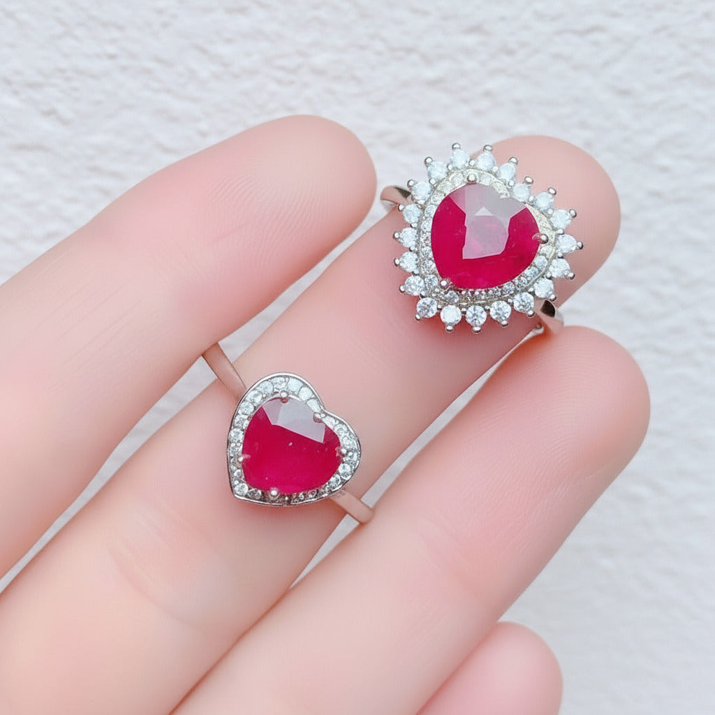 Ruby 925 Sterling Silver Ring-Black Diamonds New York