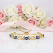 Blue Sapphire Diamond Adjustable Bolo Bracelet-Black Diamonds New York