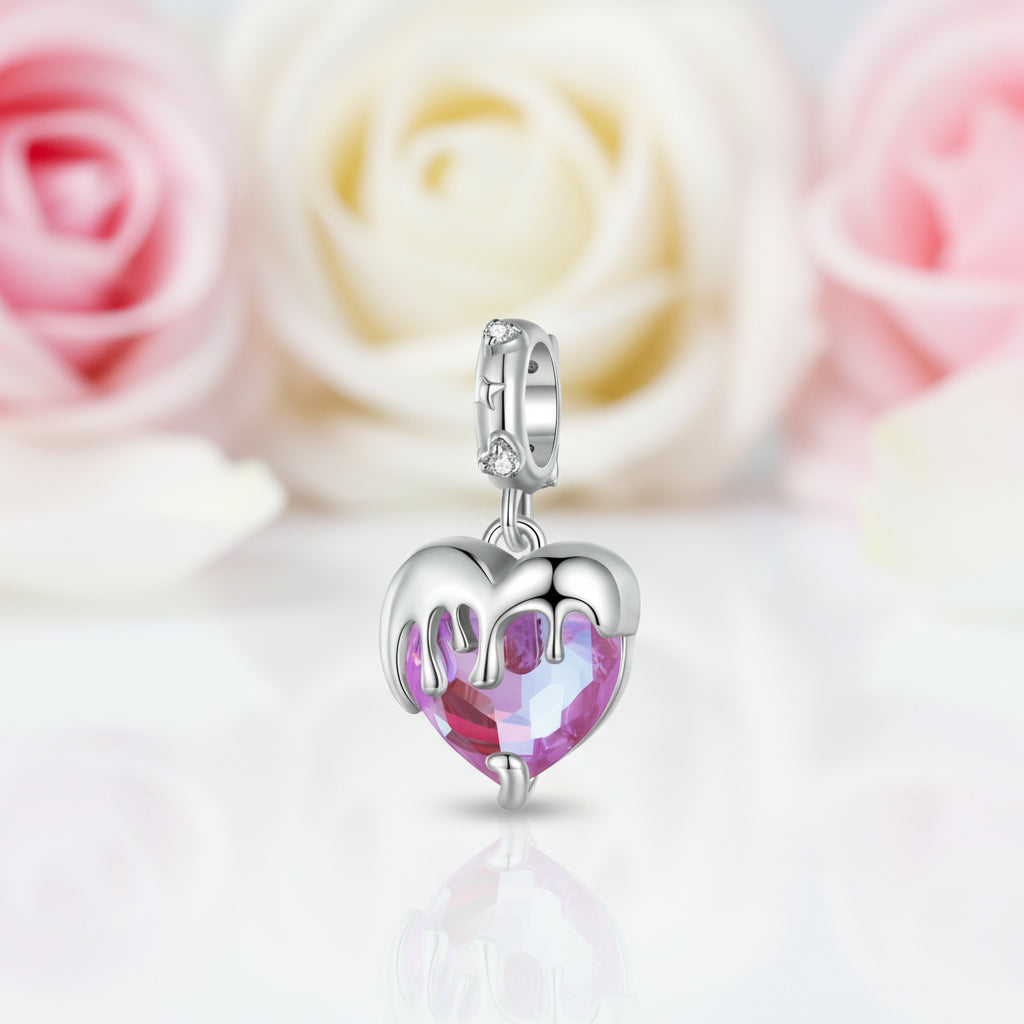 Saturn & Melting Heart Charm-Black Diamonds New York