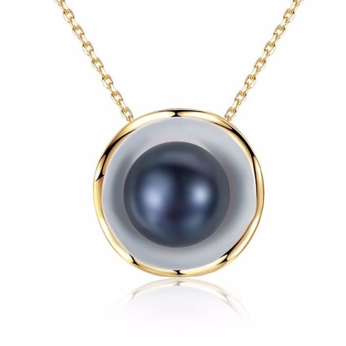 S925 Sterling Silver Clavicle Chain Necklace 18K Gold Color Shell Charm Natural Freshwater Pearl Pendant Necklace JPN330 - Black Diamonds New York