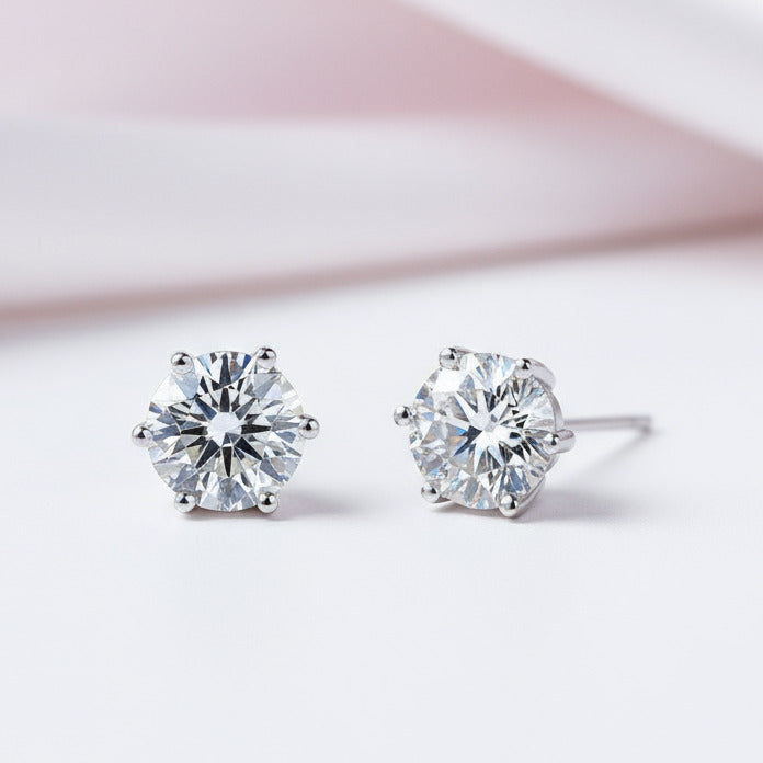 Shiny Diamond Option Classic Six Prong Earrings-Black Diamonds New York