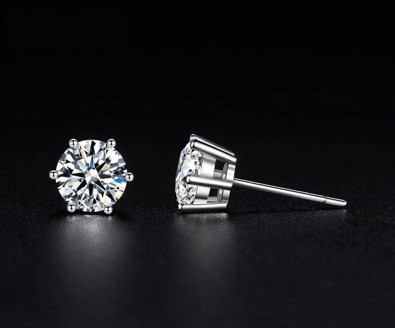 Shiny EVN Stone Classic Six Prong Earrings-Black Diamonds New York