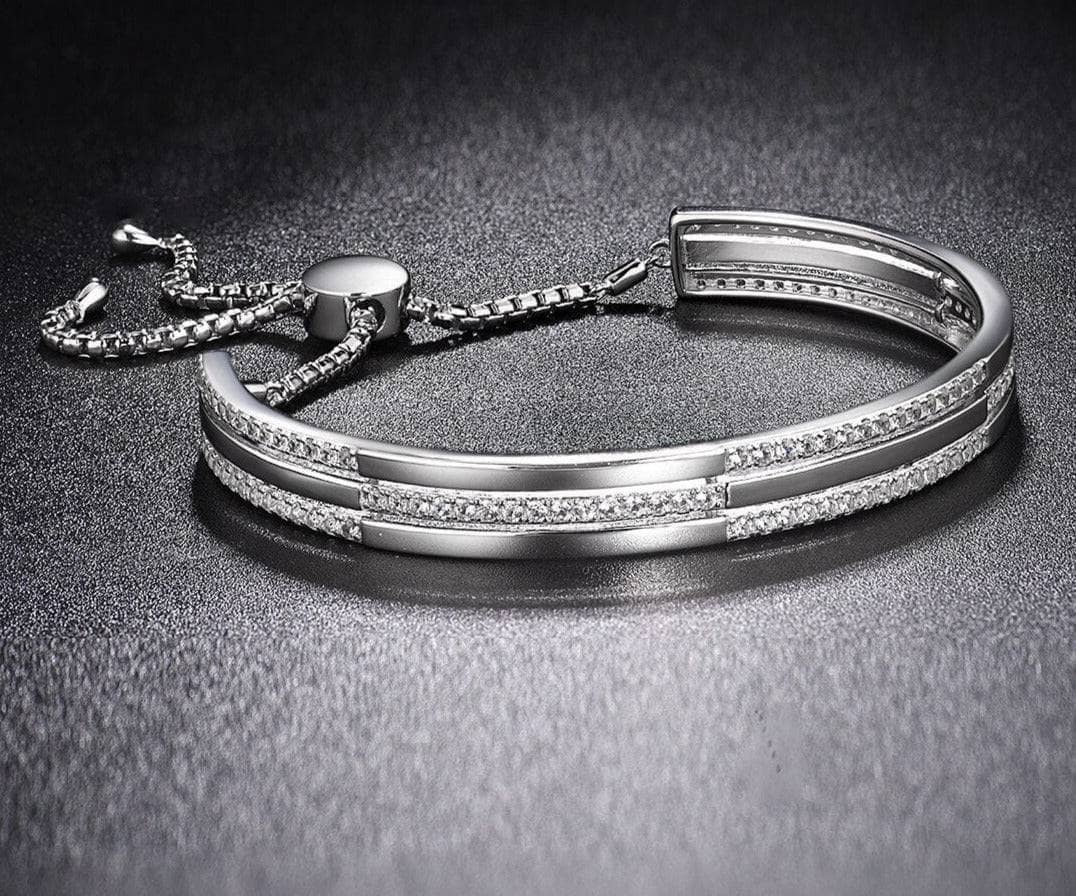 Silver Adjustable Bolo Bracelet with Created Diamond-Black Diamonds New York
