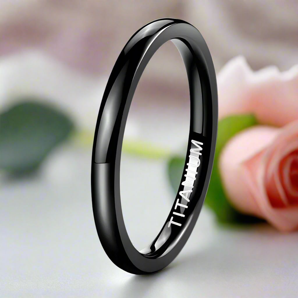 Simple 2mm Women's Wedding Band-Black Diamonds New York