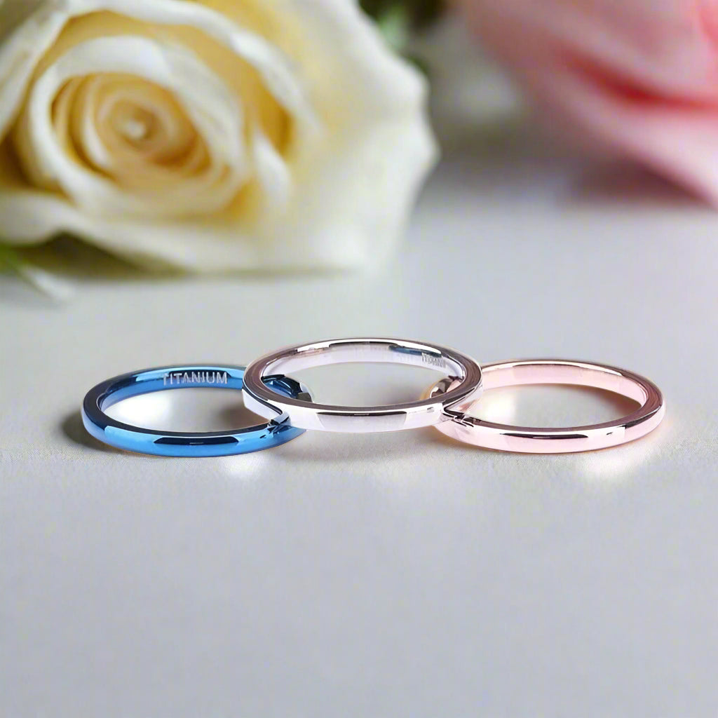 Simple 2mm Women's Wedding Band-Black Diamonds New York