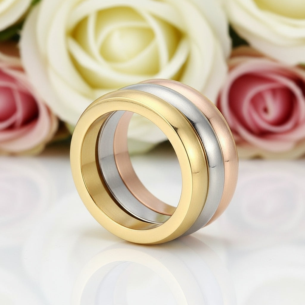 Simple 3 Layers Ring Band-Black Diamonds New York