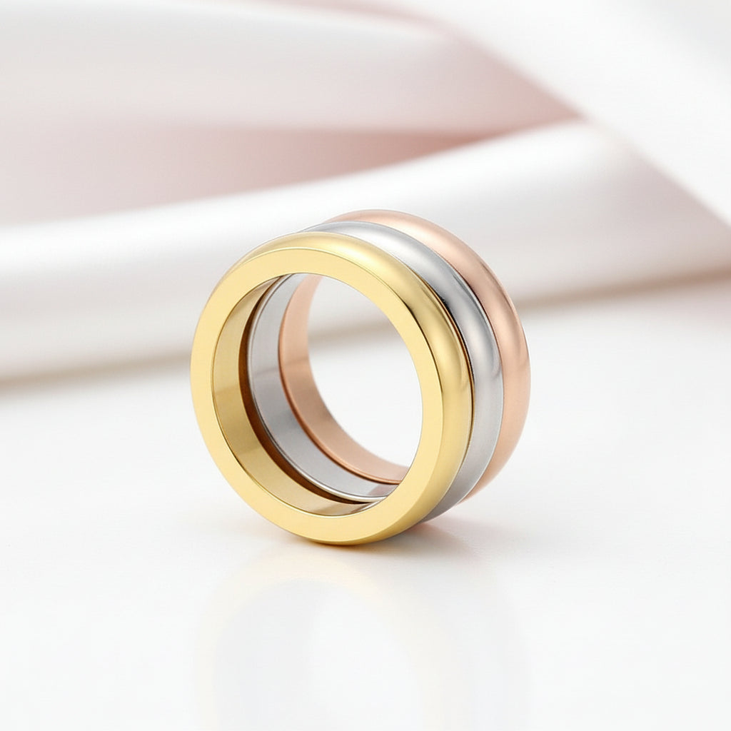 Simple 3 Layers Ring Band-Black Diamonds New York